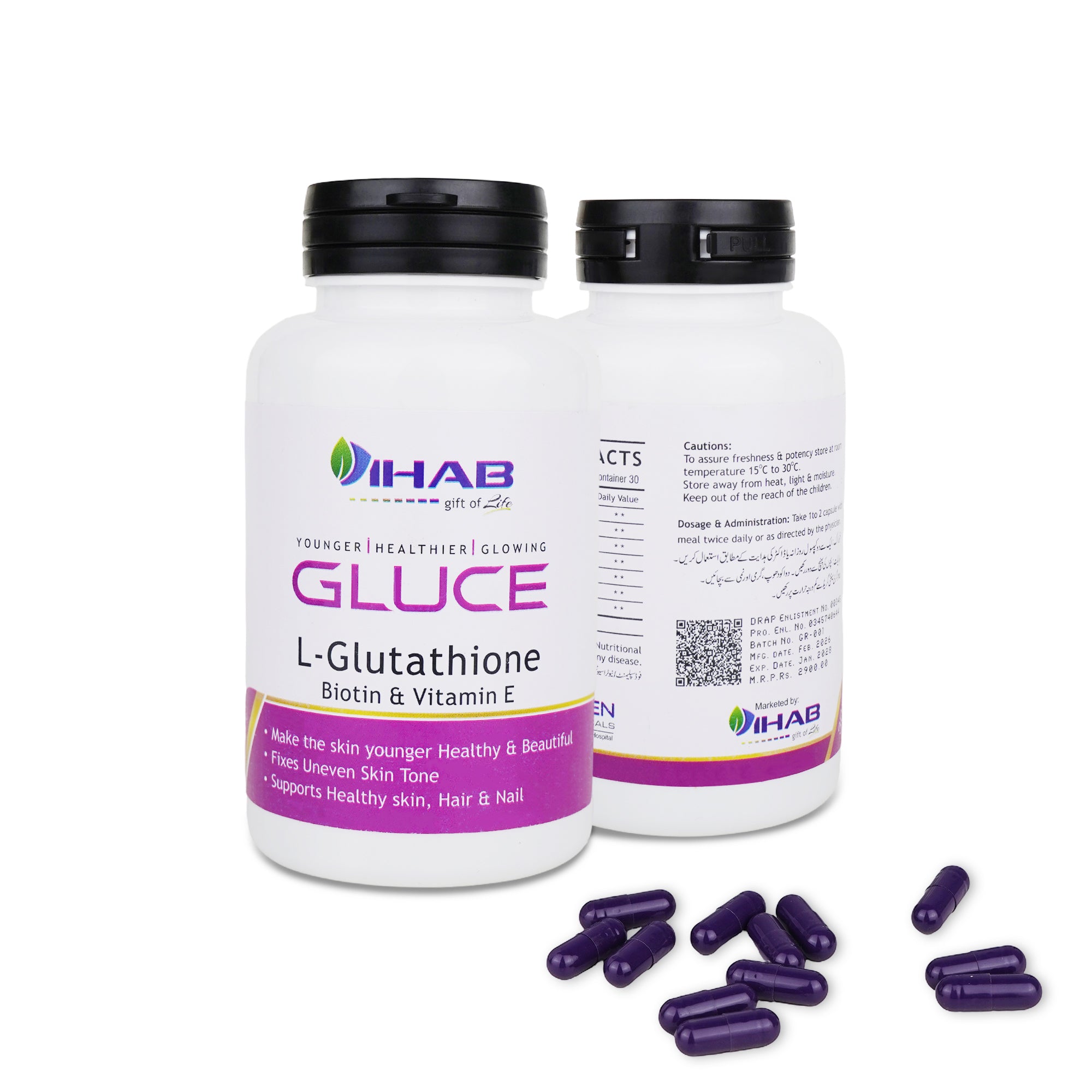 Gluce L-Glutathione Skin Hair and Nail Capsules