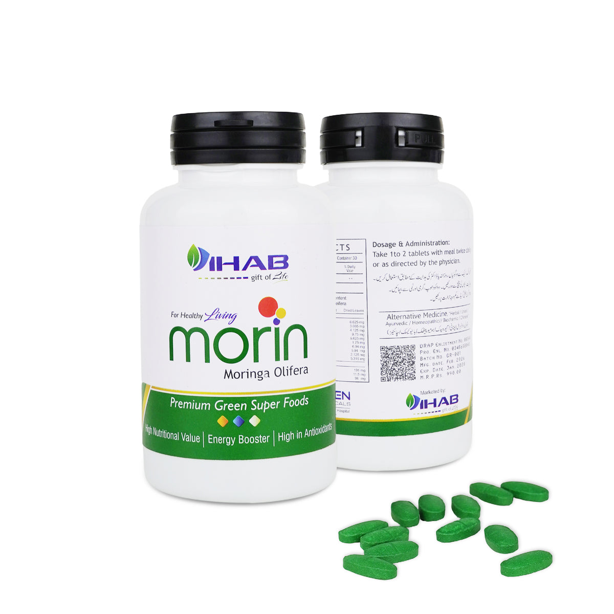 Morin Moringa Olifera Green Superfood Tablets