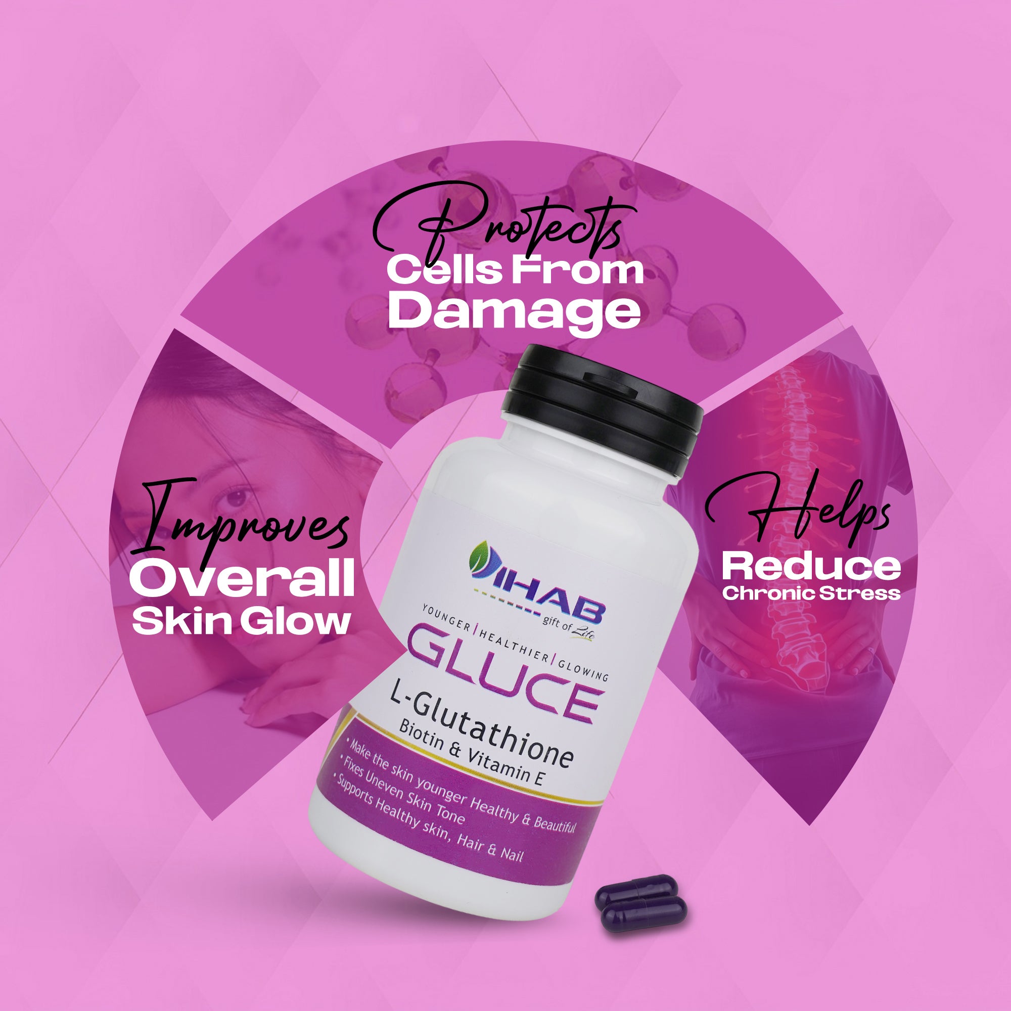 Gluce L-Glutathione Skin Hair and Nail Capsules