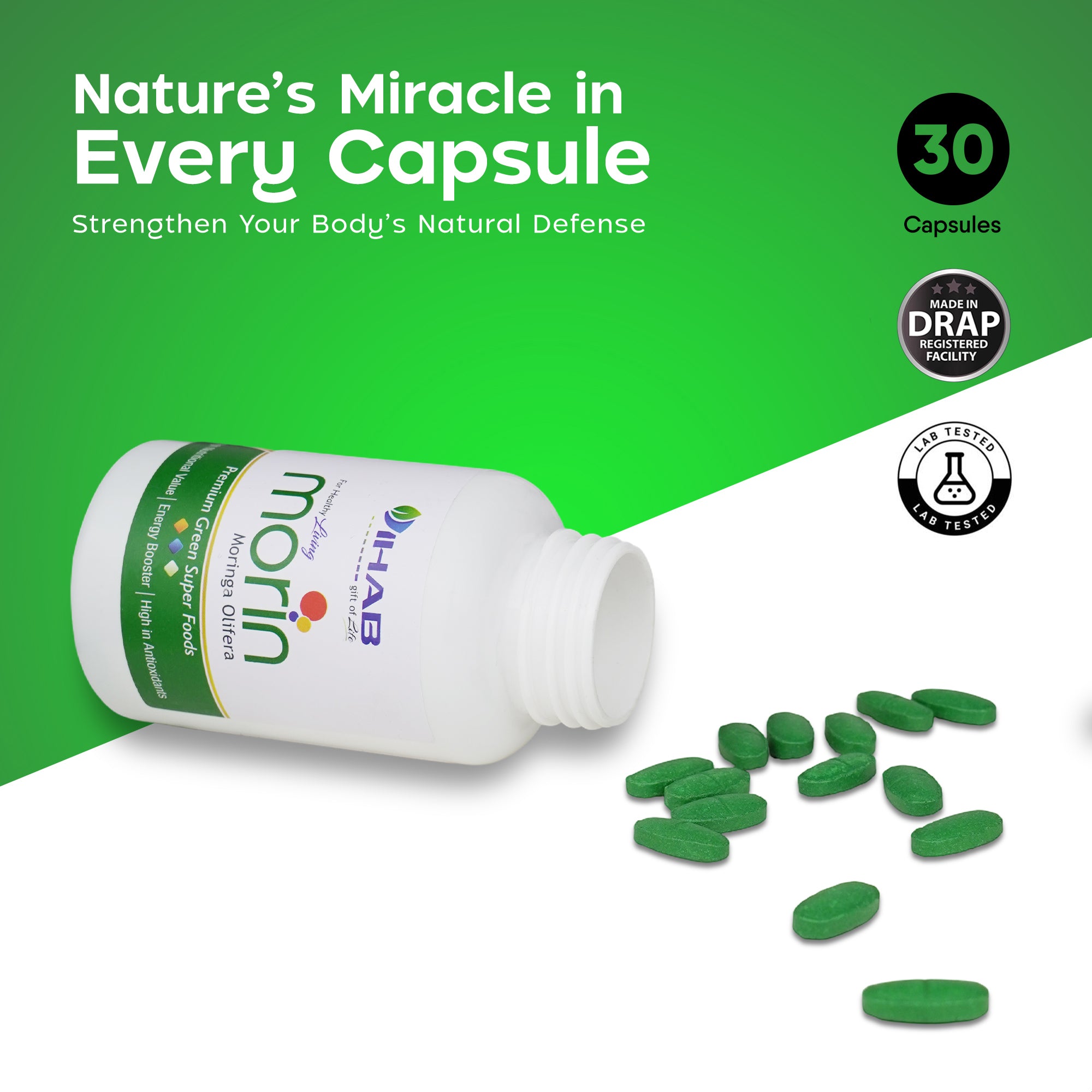 Morin Moringa Olifera Green Superfood Tablets