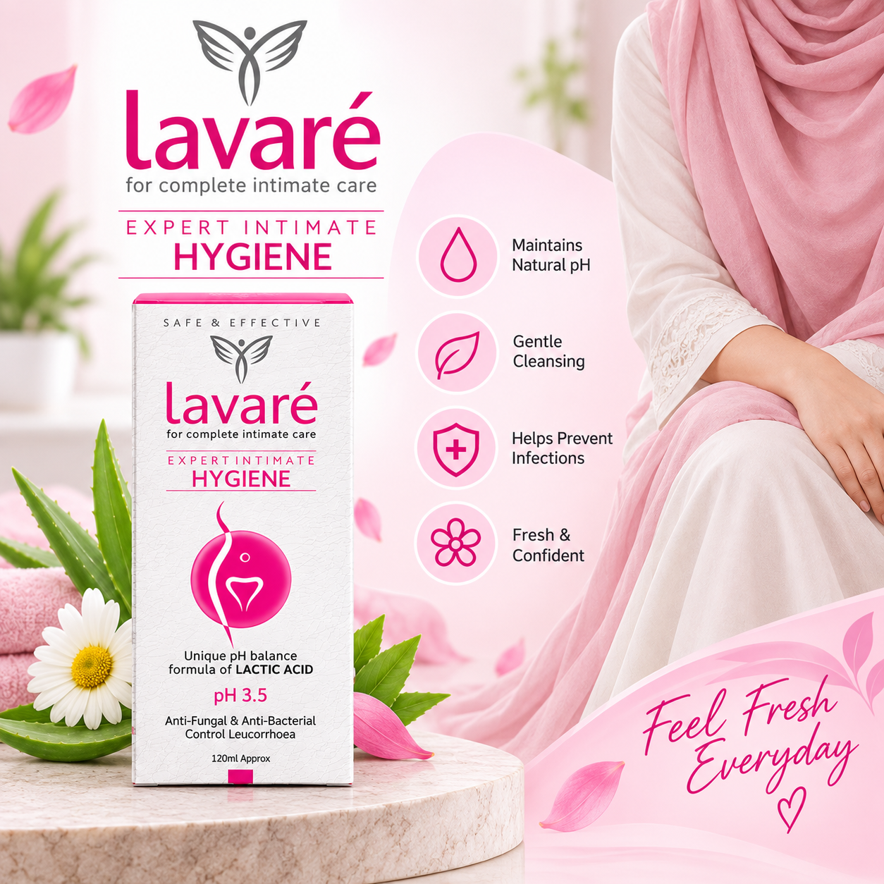 Lavare Intimate Hygiene Cleanser – Lactic Acid, Aloe Vera & Neem